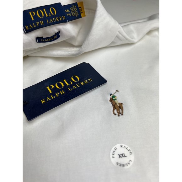 Polo Ralph Lauren Men Polo Shirt White Short Sleeve XXL 2XL New NWT**Defect** - Picture 3 of 7